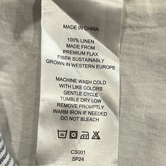 Quince 100% European linen blue pinstripe fitted tank large NWT - Picture 11 of 12